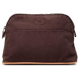 Hermès Toile Bolide Trousse De Voyage MM Reiseetui Braun