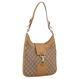 GUCCI GG Canvas Shoulder Bag Beige Gold 001 4129 Auth 208735 - Jerrillo