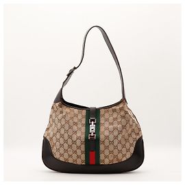 Gucci Hobo Bag Monogram Canvas Leather Brown
