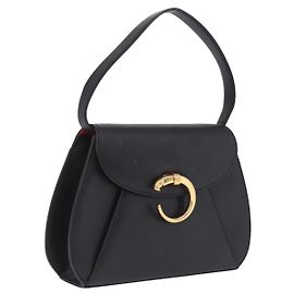 Bolso de hombro Cartier PANTHERE Piel Negro Oro Auth 210249A - Jerrillo