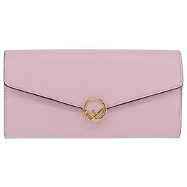 FENDI Continental Long Wallet Leather Pink Gold Auth 212147M - Jerrillo
