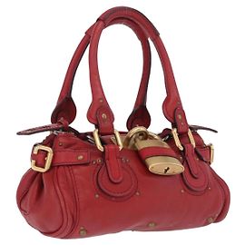 Chloé Sac à main Chloe Paddington en cuir rouge ton or Auth 211551V - Jerrillo
