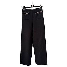 Pantalones Wide Leg Chanel en mezcla de lana negra