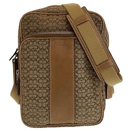 Bolsa de Ombro Coach Signature Canvas Leather