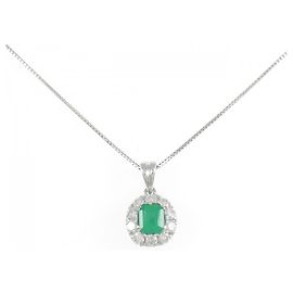 Autre Marque Collier en platine avec émeraudes et diamants