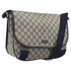 GUCCI GG Supreme Schultertasche PVC Navy Silver 201732