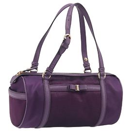 Salvatore Ferragamo Vala Hand Bag Nylon Purple Gold