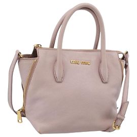 Miu Miu Madras Hand Bag Leather 2way Pink Gold