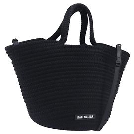 Balenciaga Ibiza Basket Hand Bag Canvas 2way Black Silver 695611