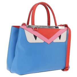 FENDI Bolso de Mano Petite 2Jours Piel 2way Azul Plata 8BH253