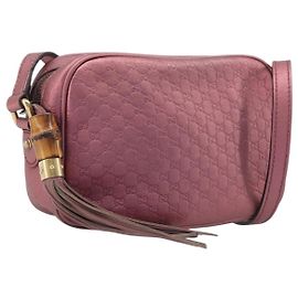GUCCI Sac Bamboo en toile Micro GG Guccissima Cuir Rose 309538