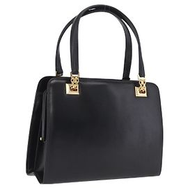 GUCCI Sac à main à chaîne en cuir noir et or