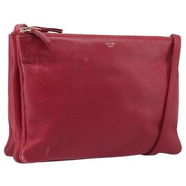 Céline CELINE Trio Shoulder Bag Piel Rojo Tono Dorado