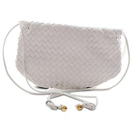 Bottega Veneta Borsa Satchel Bulb Small in Nappa Intrecciato Bianca