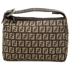 Borsa a mano Fendi in tela Zucchino marrone