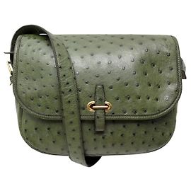 Hermès BOLSA DE MÃO VINTAGE HERMES BALLE DE GOLF EM COURO DE AVESTRUZ KAKI BOLSA DE OMBRO