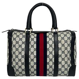 Gucci Old Gucci Sherry Line Handtasche aus Leder mit GG-Muster