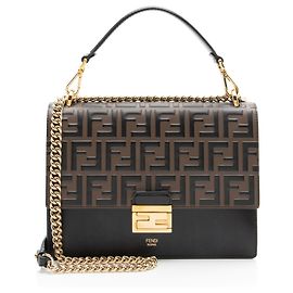 Fendi Kan U Medium Schultertasche aus geprägtem Kalbsleder FF
