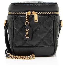 Autre Marque Saint Laurent 80's Vanity Bag aus Grain de Poudre Leder mit Carré-Steppung