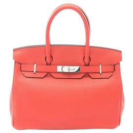 Hermès Birkin 30 Borsa a mano in pelle Taurillon Clemence Rosa