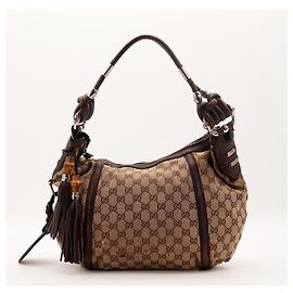 Borsa Hobo Gucci GG Supreme Canvas Leather Brown