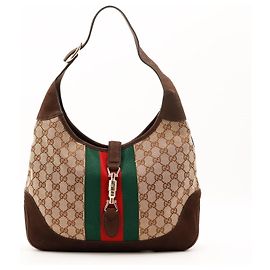 Borsa Hobo Gucci Monogram Canvas Brown