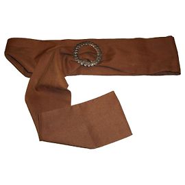 Autre Marque Brauner Seidengürtel mit floraler silberfarbener Schnalle
