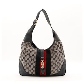 Borsa Hobo Gucci Monogram Canvas Leather Red Black