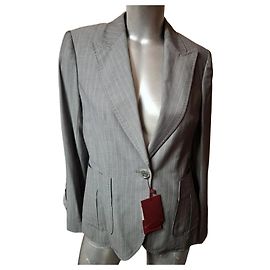 Burberry Grey pinstripe tailored blazer in viscose