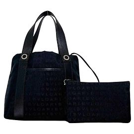 Bulgari Bvlgari Tote Bag aus schwarzem Canvas und Leder