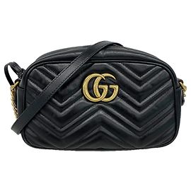 Sac à épaule Gucci GG Marmont en cuir noir