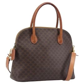 Céline CELINE Macadam Hand Bag PVC 2way Brown Gold Tone Auth ka6693 - Jerrillo