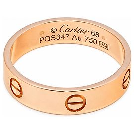 Anillo Cartier Love Oro Rosa 18k 750 Alianza Talla 68 Clásico