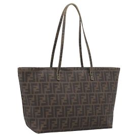 FENDI Saco Tote Zucca Canvas PVC Castanho Preto 8BH198 Auth ep16852 - Jerrillo