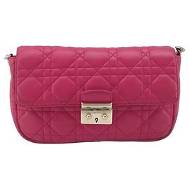Christian Dior Canage Chain Shoulder Bag Lamb Skin Pink Gold Tone Auth 211496V - Jerrillo