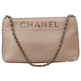 Borsa a tracolla con catena in pelle Vintage Chanel / Pochette Colore Beige