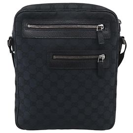 GUCCI GG Canvas Shoulder Bag Black Silver 92551 Auth 213347A - Jerrillo