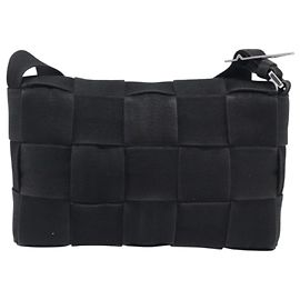 Bottega Veneta MAXI INTRECCIATO Schultertasche Canvas Black Silver Auth 213154V - Jerrillo