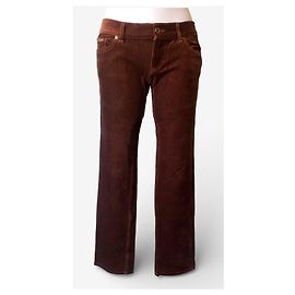 D&G DOLCE & GABBANA - Em veludo cotelê stretch castanho