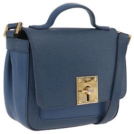 FENDI Hand Bag Leather 2way Blue Gold Tone 8M0321 Auth BA16869 - Jerrillo
