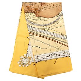 Carré di seta Hermès La Musique des Spheres Giallo 90 Scarves