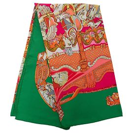 Lenço de Seda Hermès Tournez Manege Rosa 90 Scarves