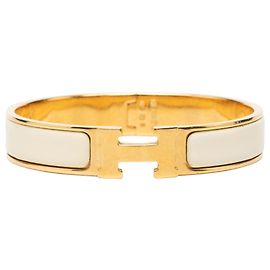 Bracelet Clic H PM étroit en émail blanc Hermès