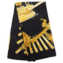 Hermès La Marine a Rames Seidentuch Schwarz 90 Scarves