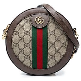 Bolsa Tiracolo Redonda Gucci Mini GG Supreme Web Ophidia Bege