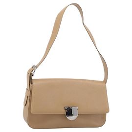 Salvatore Ferragamo Shoulder Bag Leather Beige Silver Auth ka6906 - Jerrillo