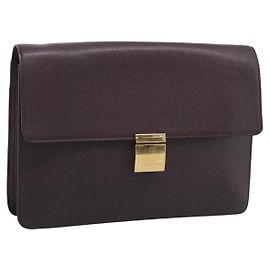 LOUIS VUITTON Taiga Leather Selenga Clutch Bag Acajou M30786 LV Auth 213434A - Jerrillo