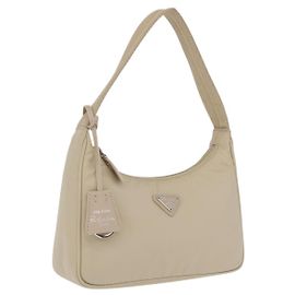 Bolsa de mão PRADA Nylon Bege Prata Auth 210498V - Jerrillo