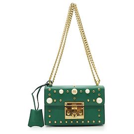 Gucci Pequena mala de ombro de corrente com pérolas artificiais, fecho de cadeado e tachas