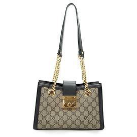 Gucci GG Supreme Coated Canvas Padlock Small Chain Shoulder Tote